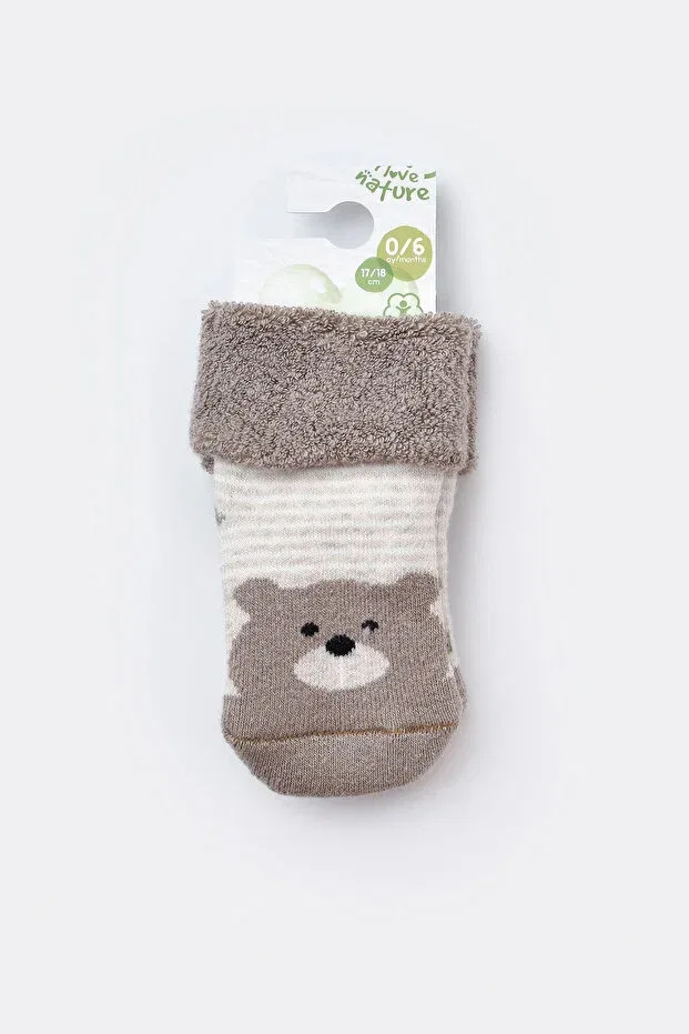Детские носки с принтом Animals Biorganic, Beige