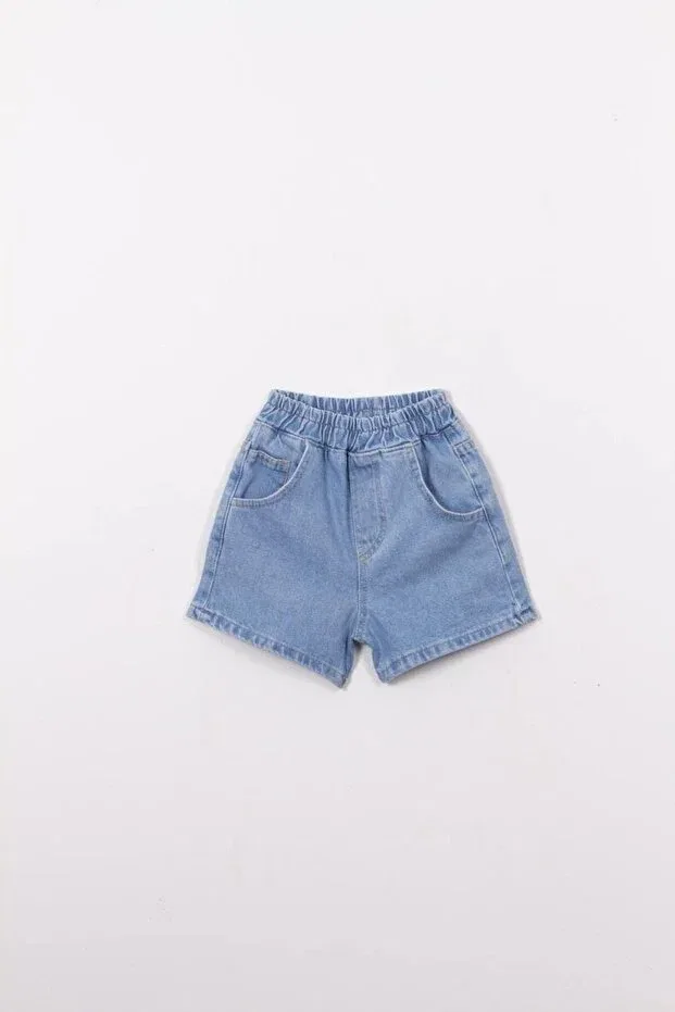 Детские шорты для девочек джинсовые с широкой штаниной Laciel paris balloon denim shorts Szzkids, Blue — фото 2