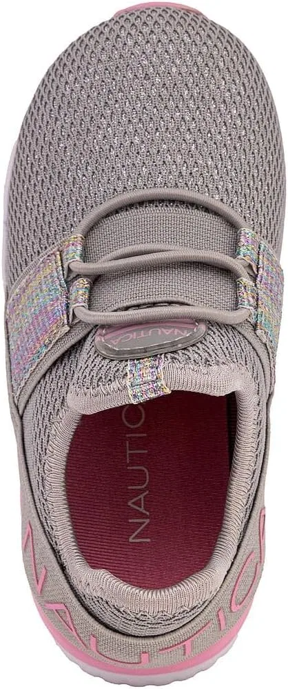Детские кроссовки без шнуровки с принтом Nautica, Grey Pink Glitter — фото 4