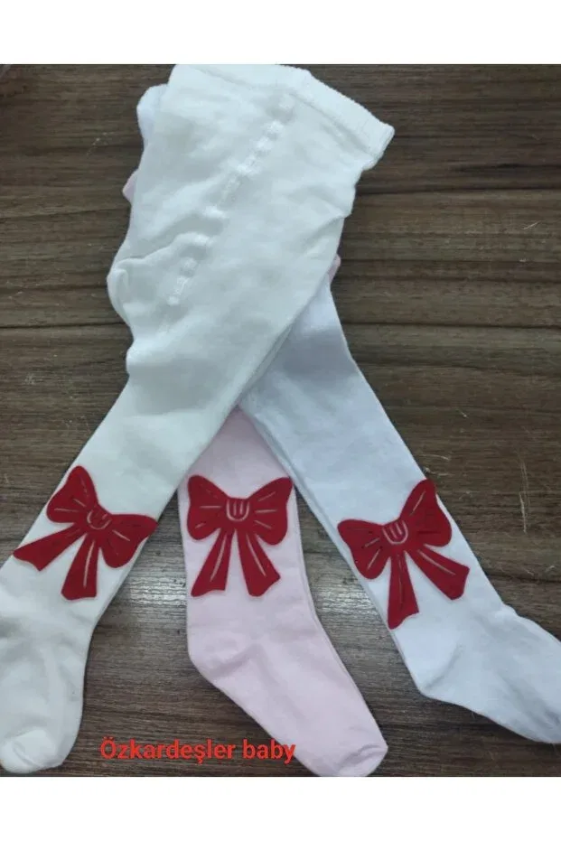 Детские носки с фетровым бантом Özkardeşler Baby, White Pink Ecru