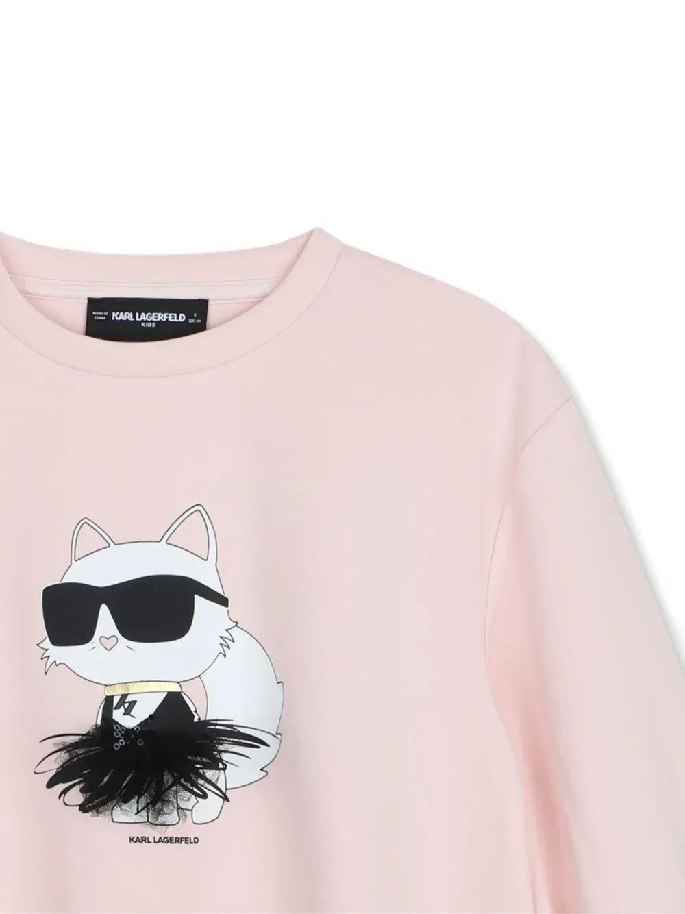 Свитер с объемными рукавами и принтом Choupette Karl Lagerfeld Kids, розовый — фото 3