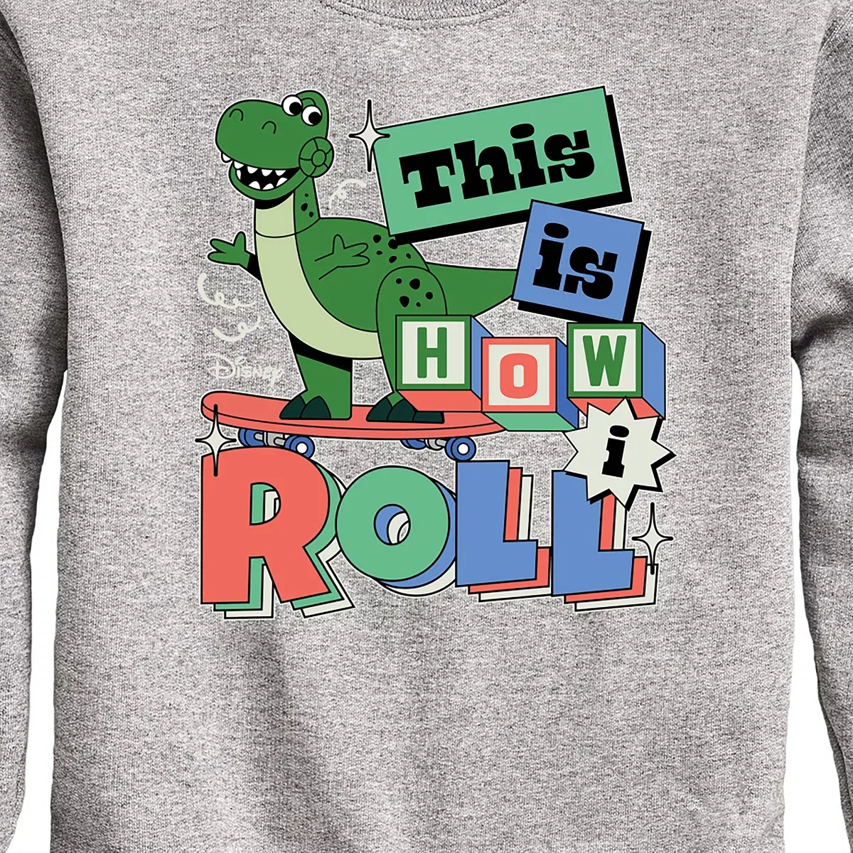 Детское свитшот с принтом Disney Toy Story Rex This Is How I Roll, Цвет Athletic Heather — фото 2
