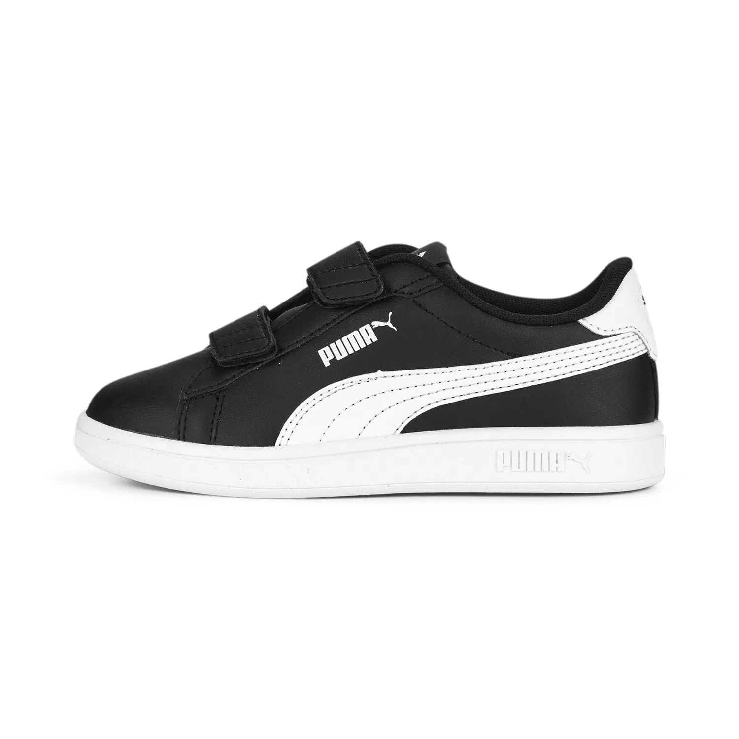 Детские низкие кроссовки на липучке Smash 3.0 PUMA, Black White — фото 3