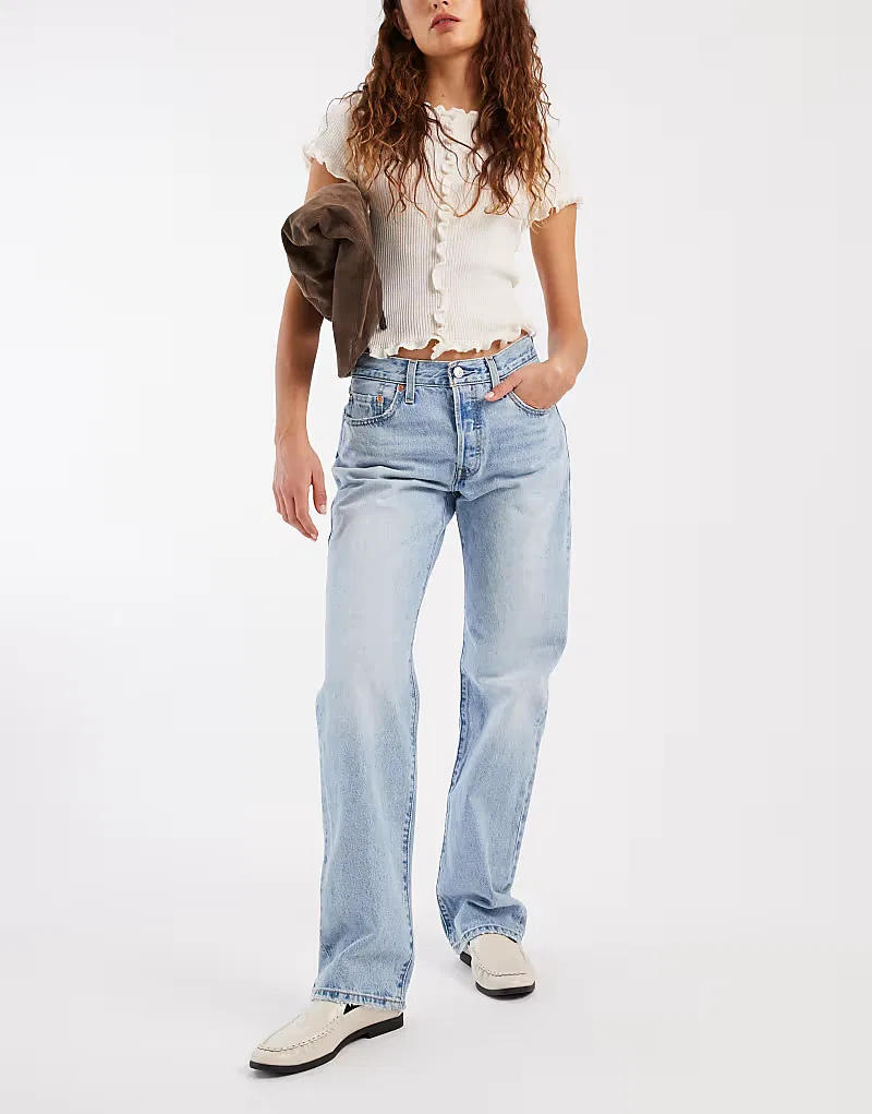 Джинсы Levi's 501 прямого кроя в стиле 90-х, светло-голубые