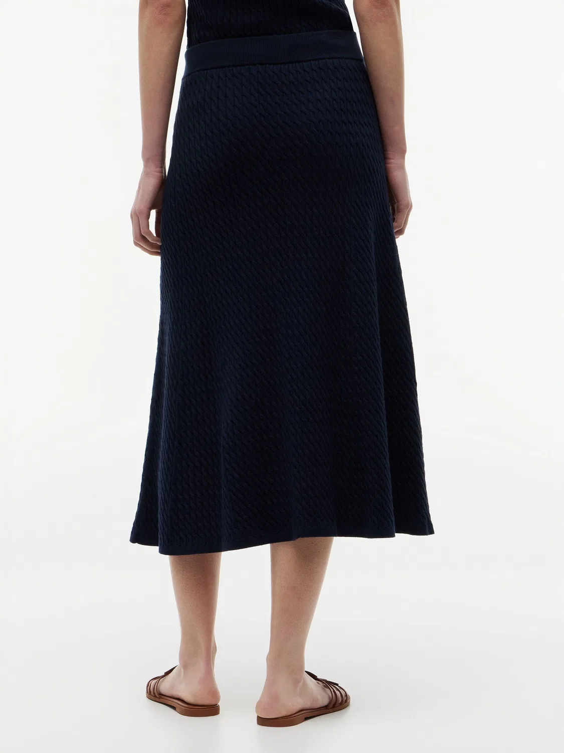 Юбка миди А-силуэта вязаная, модель Cable Knit Relaxed A-Line Tommy Hilfiger, синий — фото 2