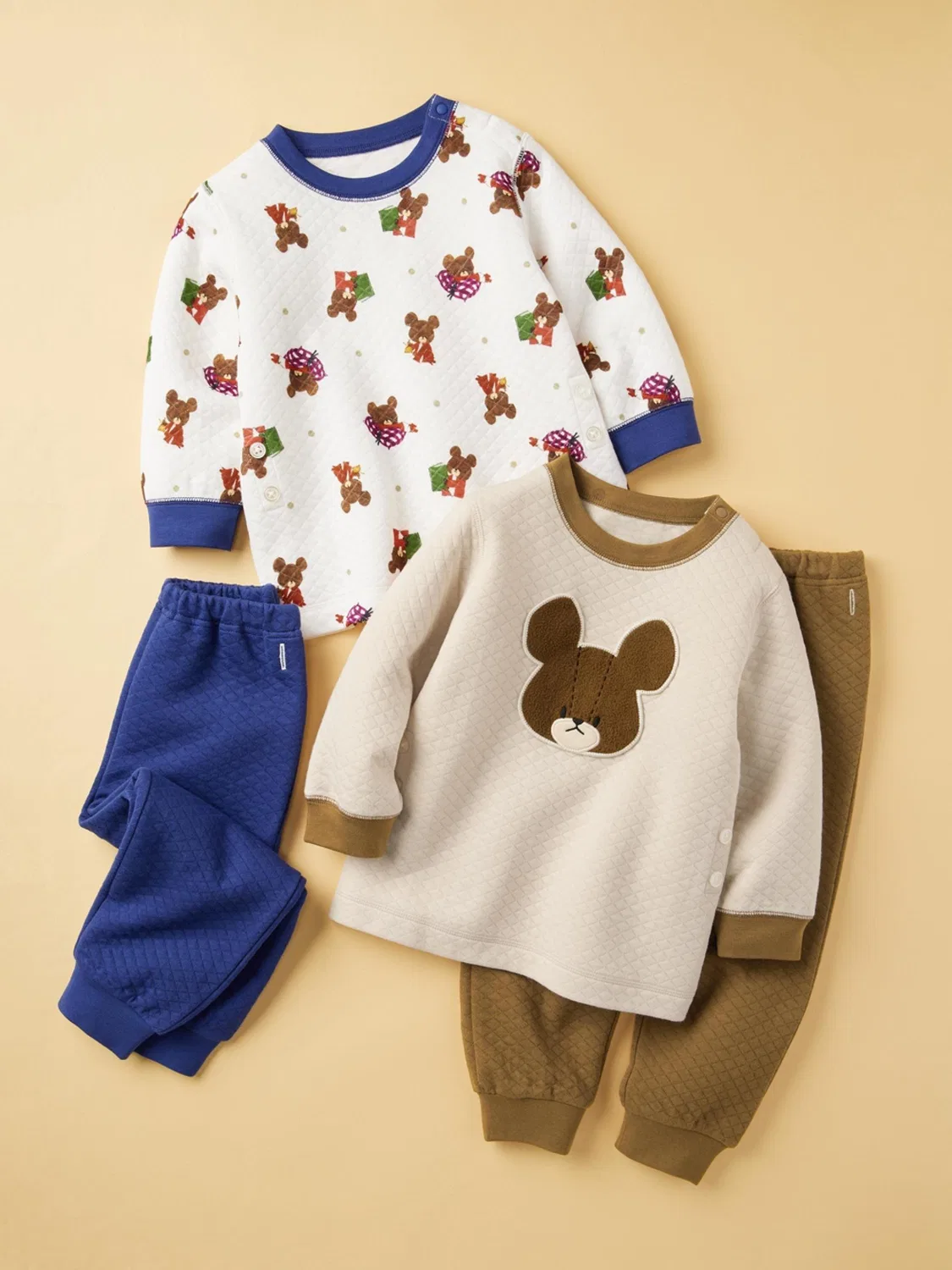 Пижама детская с длинным рукавом UT The Bears' School, Uniqlo, синяя — фото 2