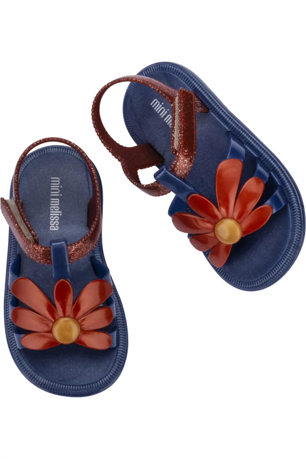 Сандалии детские с цветочными аппликациями Hip Bloomy Jelly Mini Melissa, синий/красный — фото 3