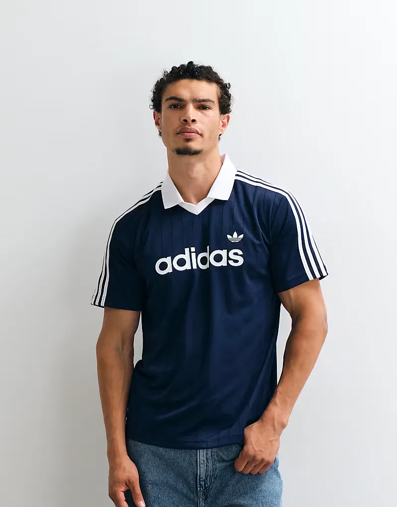 Футболка Adidas Originals в полоску, темно-синий — фото 3