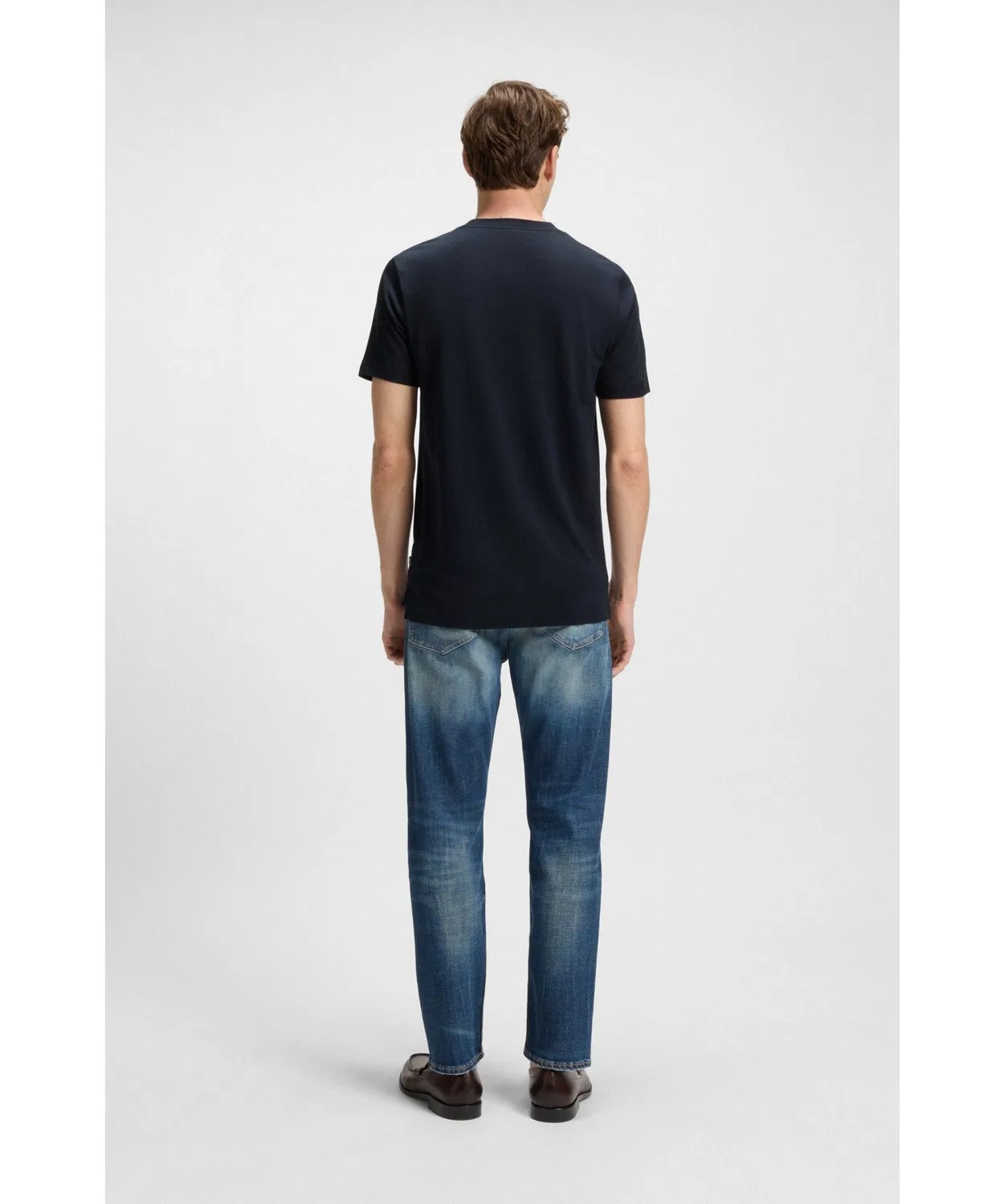 Мужская футболка из хлопкового пике Regular Fit BOSS, Dark Blue — фото 3
