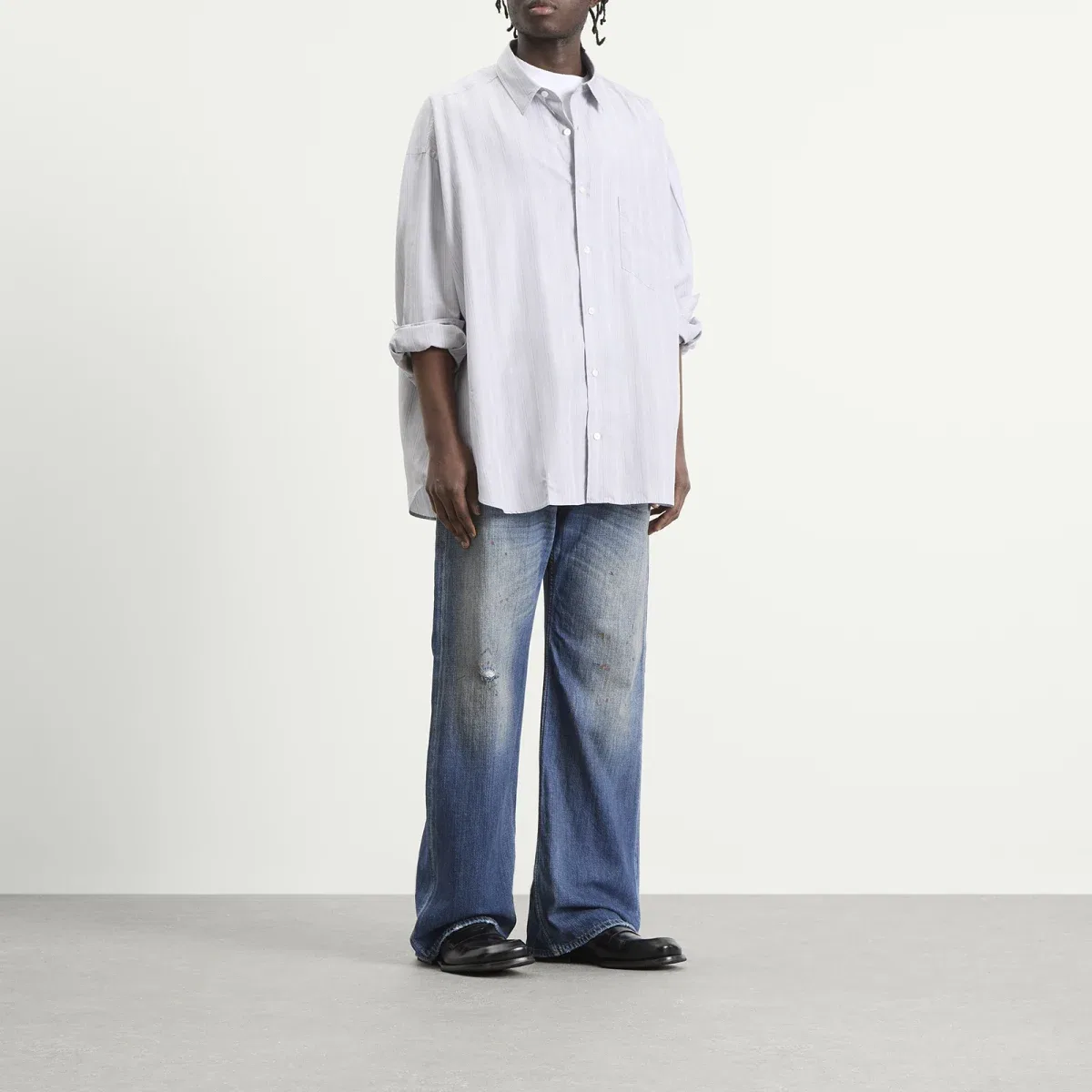 Джинсы широкие с высокой посадкой 2021 Blue Trafalgar Acne Studios, Mid Blue — фото 4