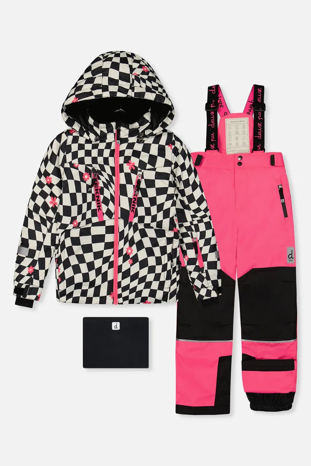 Детский зимний комплект Teknik с утеплителем Deux par Deux, Bright Pink And Checkered