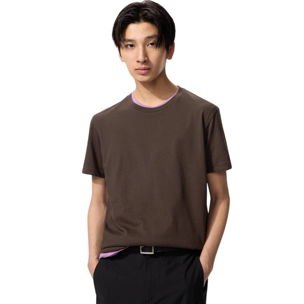 Футболка Uniqlo DRY Colour Crew Neck Unisex, 38 темно-коричневый