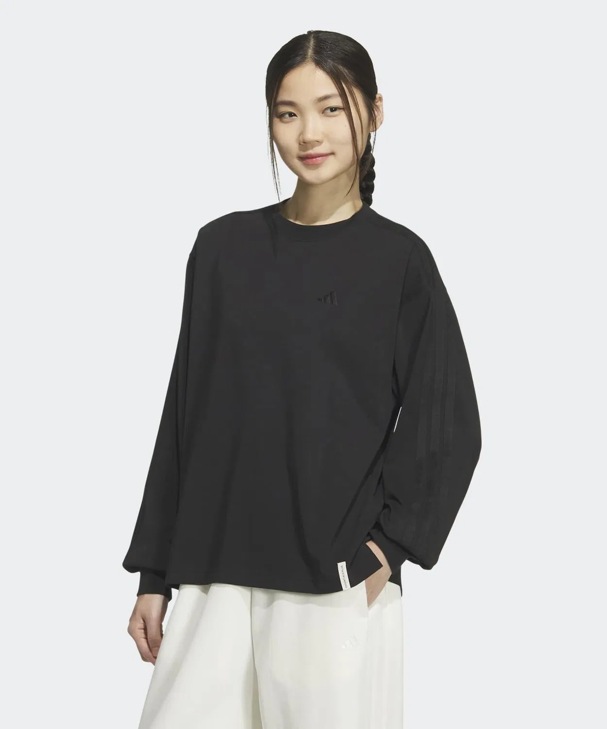 Женская футболка с длинным рукавом свободного кроя Adidas, Black