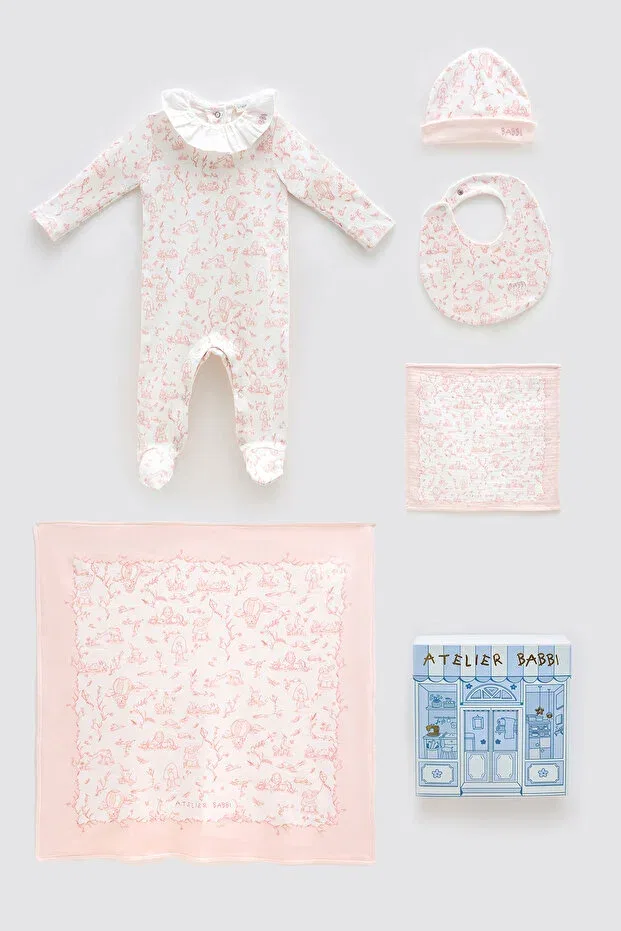 Детский комплект для новорожденных хлопковый 5 предметов Atelier Babbi, Pink