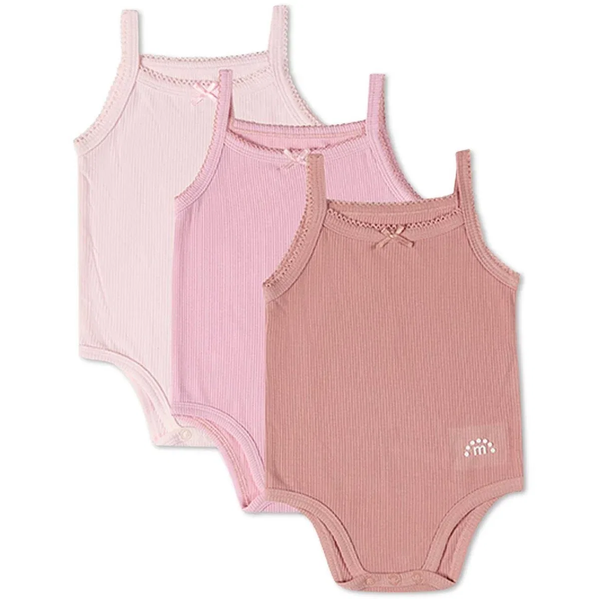 Детский боди-комбинезон без рукавов комплект 3 шт MiniMoi NEWBORN, Pink Multi