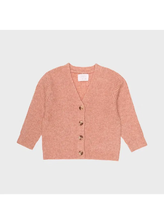 Кардиган вязаный с V-образным вырезом Zara, приглушенный розовый — фото 2