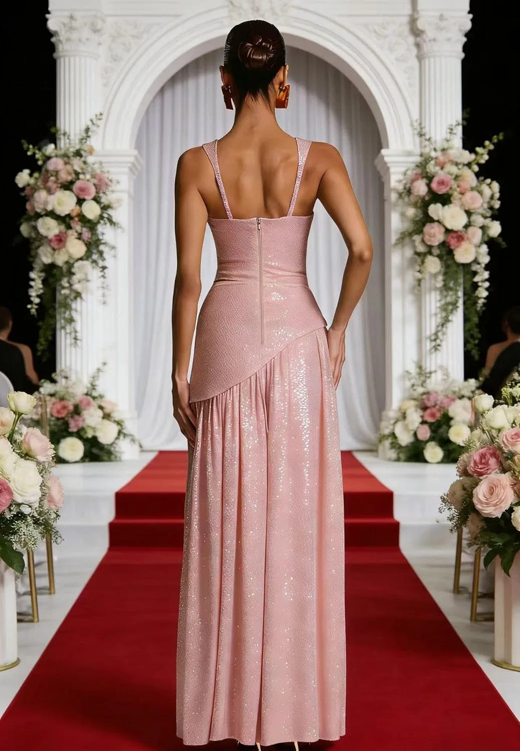 Женское вечернее платье пайетки длинное с разрезом Formal, Lavender — фото 2