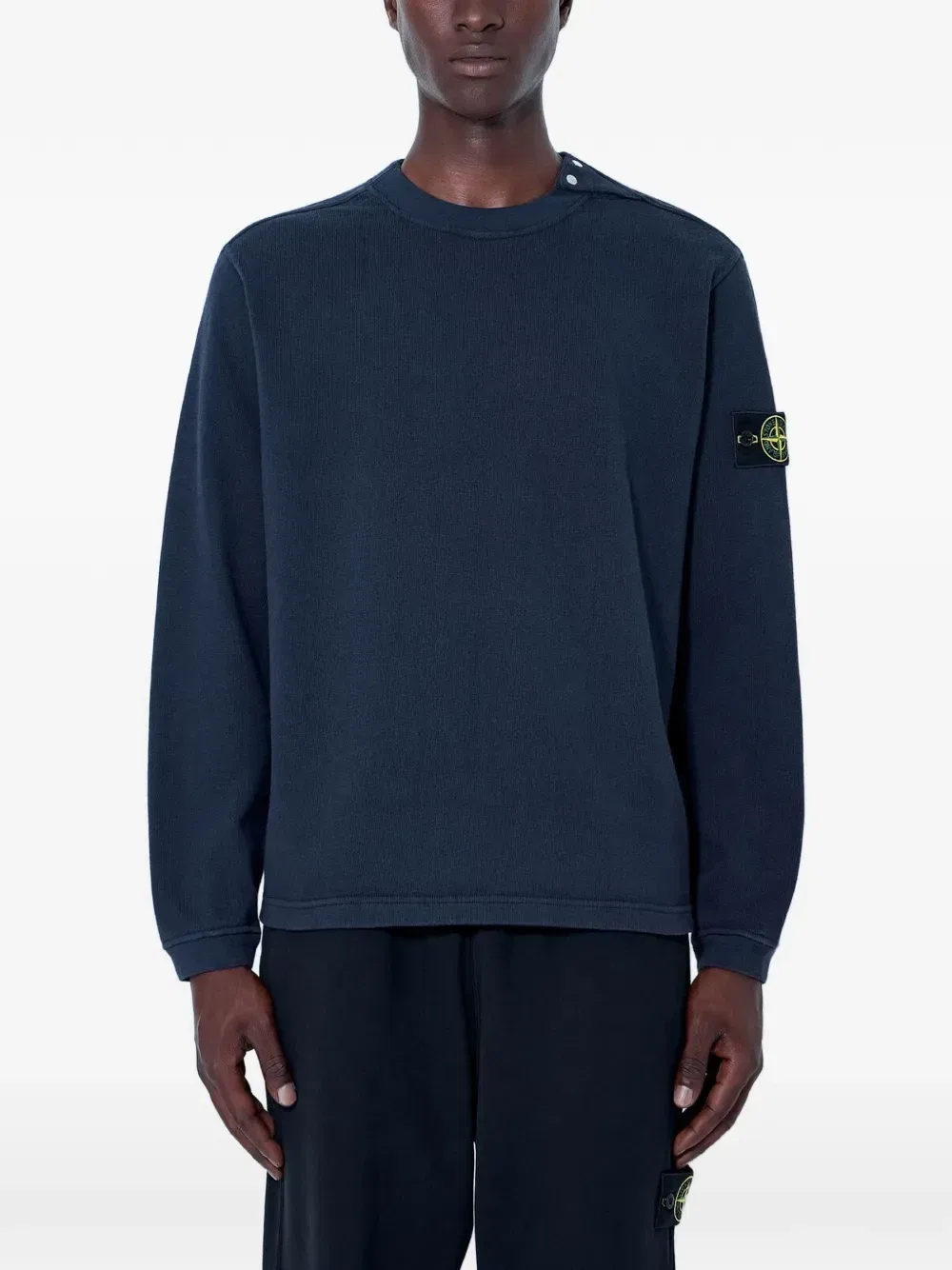 Свитшот с логотипом-нашивкой и пуговицами Stone Island, синий