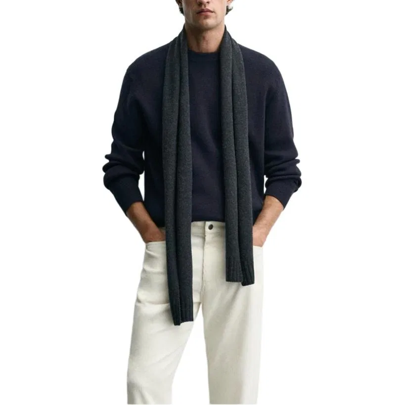 Мужской свитер с круглым вырезом Sea Blue ZARA, Sea Blue — фото 4