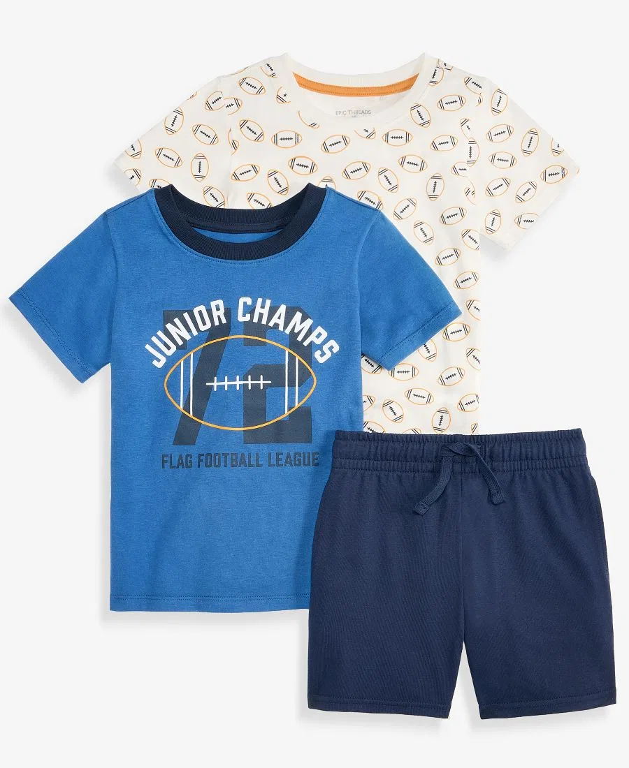 Комплект из 2 футболок и шорт с принтом Epic Threads, Navy Nauti