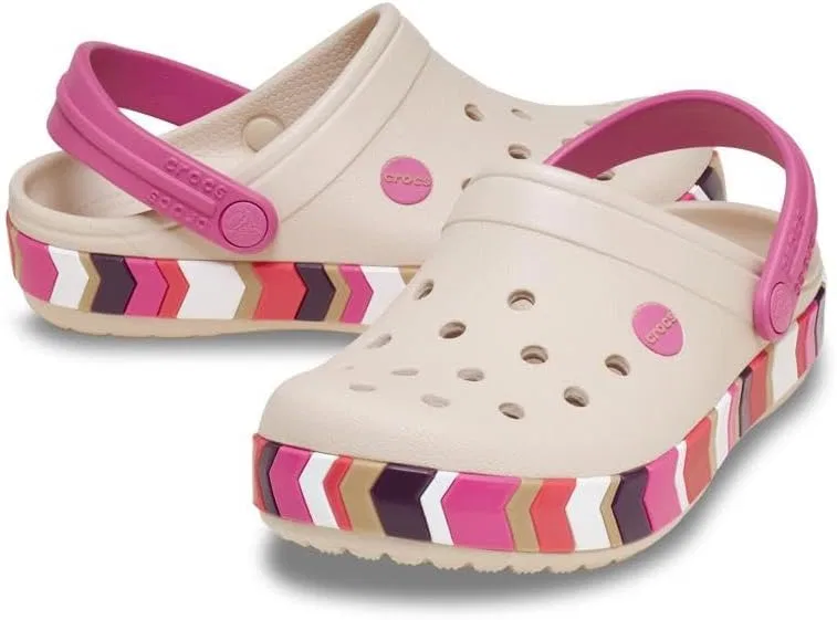 Детские сабо с принтом Crocband Chevron Band Clog K Crocs, Frappé Quiet Rose — фото 3
