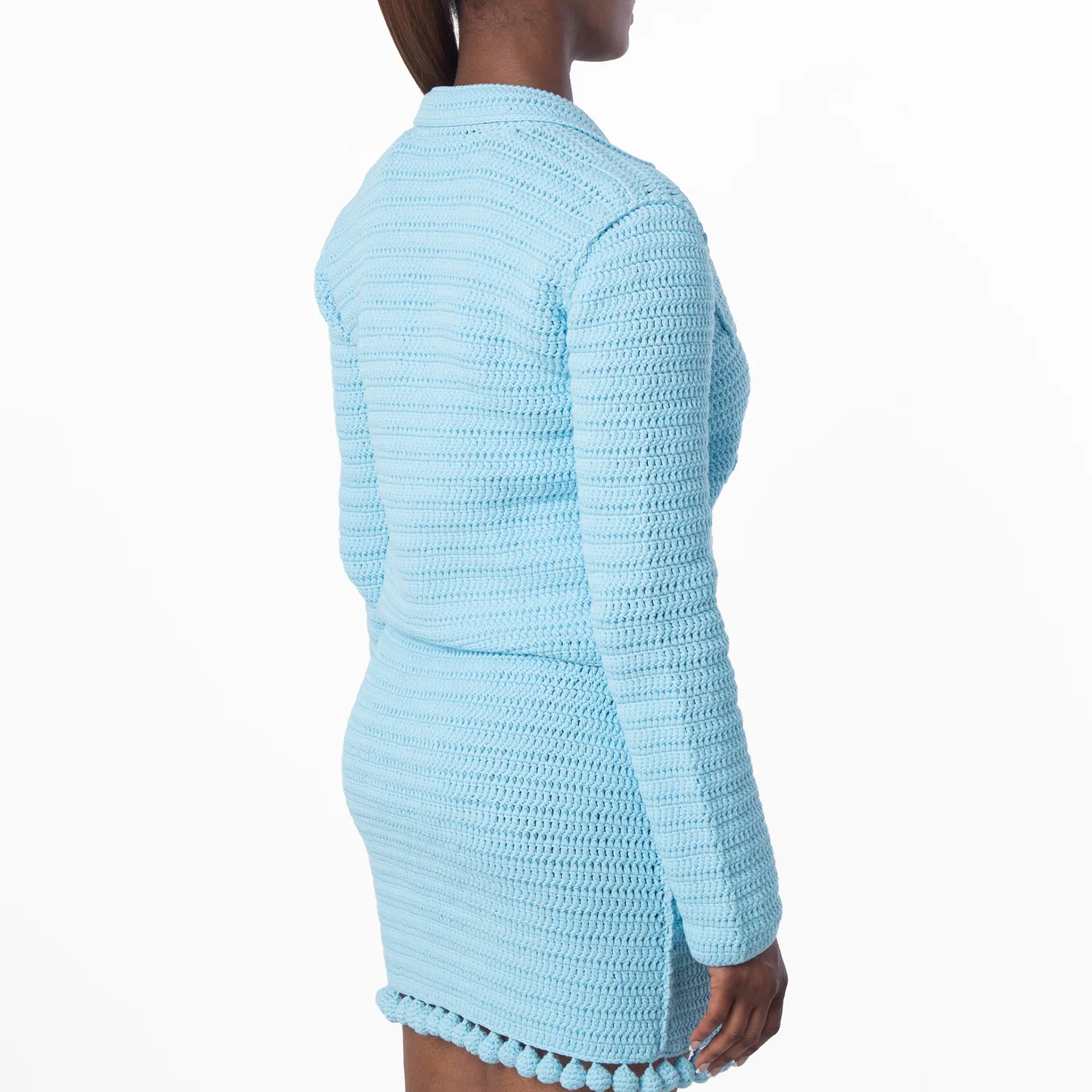 Жакет вязаный крючком Crochet Technical Cotton Jacket Burberry, Bright Topaz Blue — фото 3