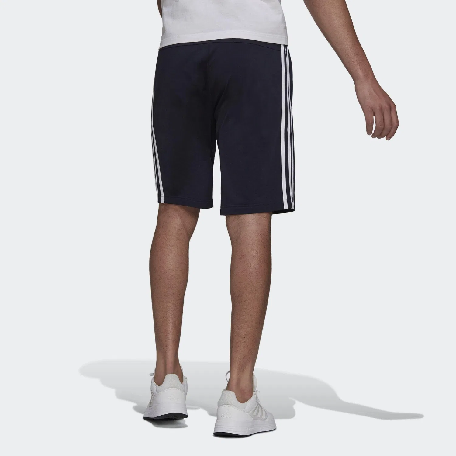 Мужские шорты с тремя полосками Essentials Warm-Up 3-Streifen, Adidas, Navyblau Weiss Weiss — фото 4