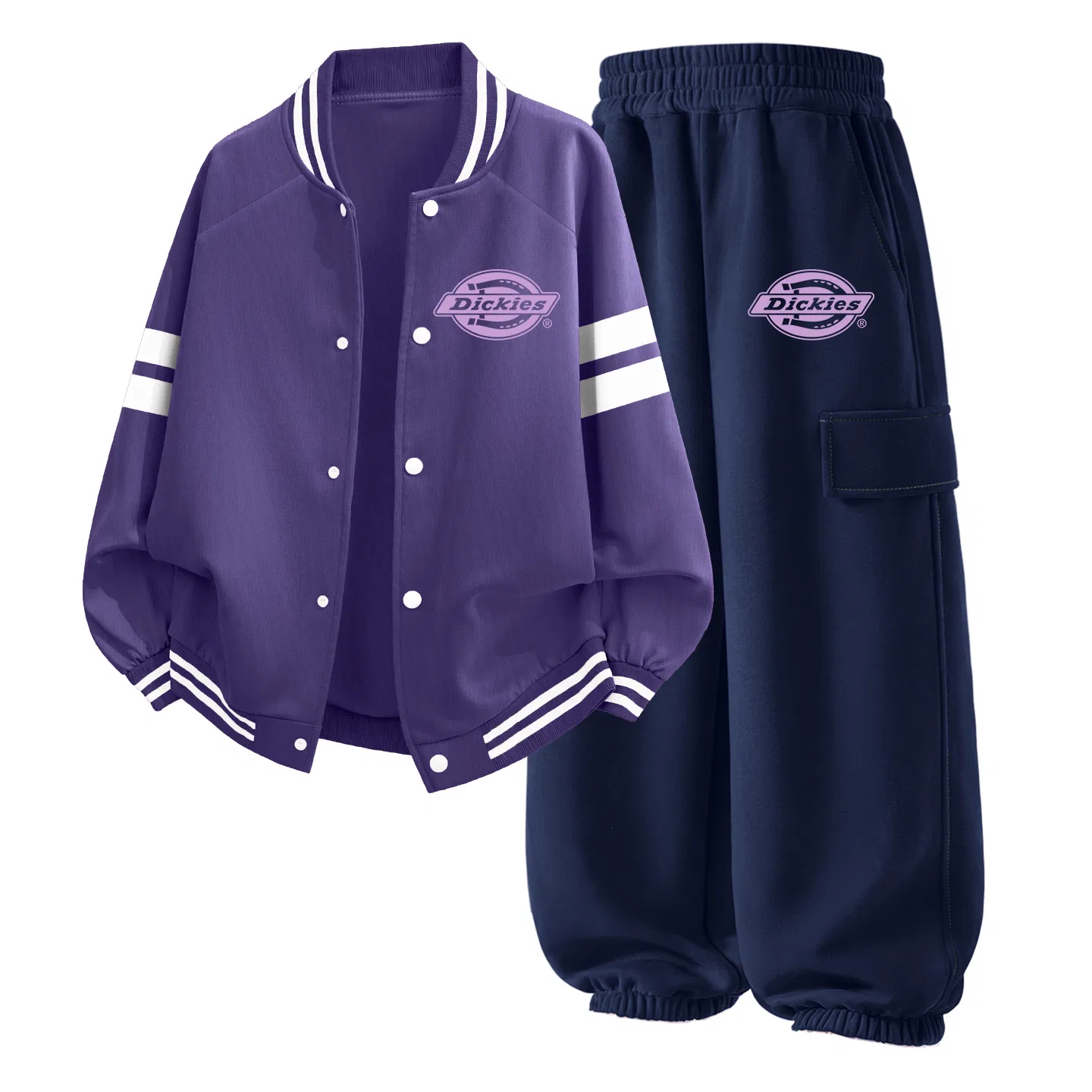 Детский комплект из двух футболок Negative Logo K Dickies, Purple/Light Heather Gray — фото 4