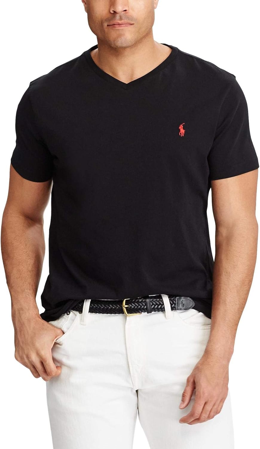 Мужская футболка Polo Ralph Lauren с V-образным вырезом, Basic Black — фото 2