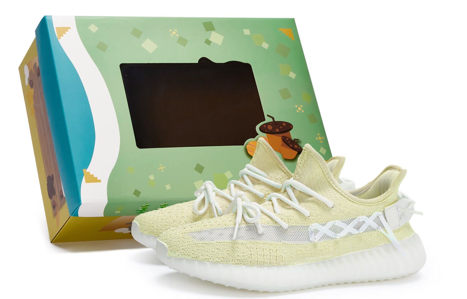 

Кроссовки Yeezy Boost 350 V2 Lifestyle унисекс с низким верхом белого цвета Adidas Originals, цвет Yellow/White, Белый, Кроссовки Yeezy Boost 350 V2 Lifestyle унисекс с низким верхом белого цвета Adidas Originals, цвет Yellow/White