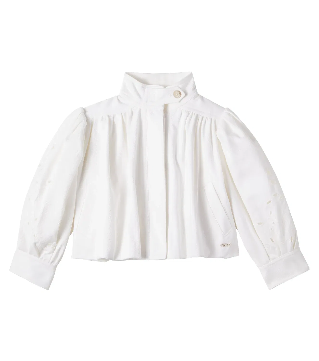 Легкая куртка с вышивкой ришелье Chloé Kids, белый