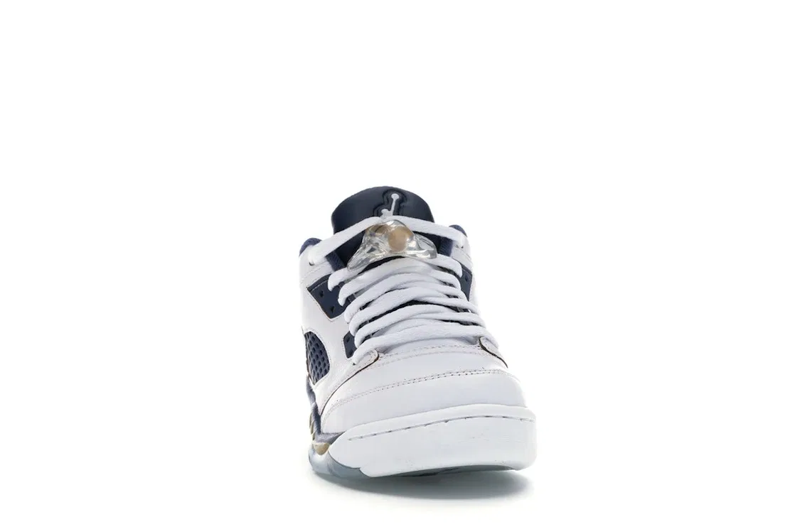 Детские кроссовки Lifestyle Jordan 5 Retro Low Jordan White/Metallic Gold Star-Midnight Navy — фото 2