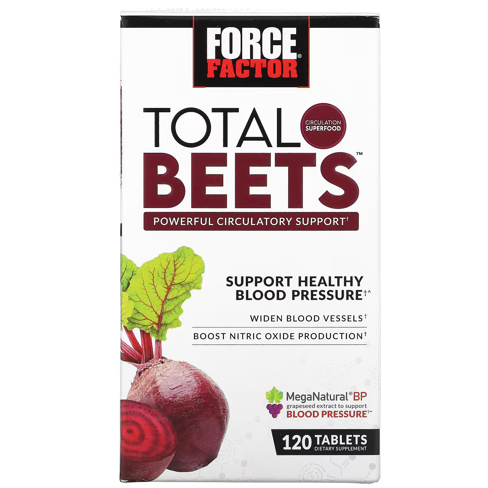 Force Factor, Total Beets, эффективная поддержка кровообращения, 120 таблеток - фото