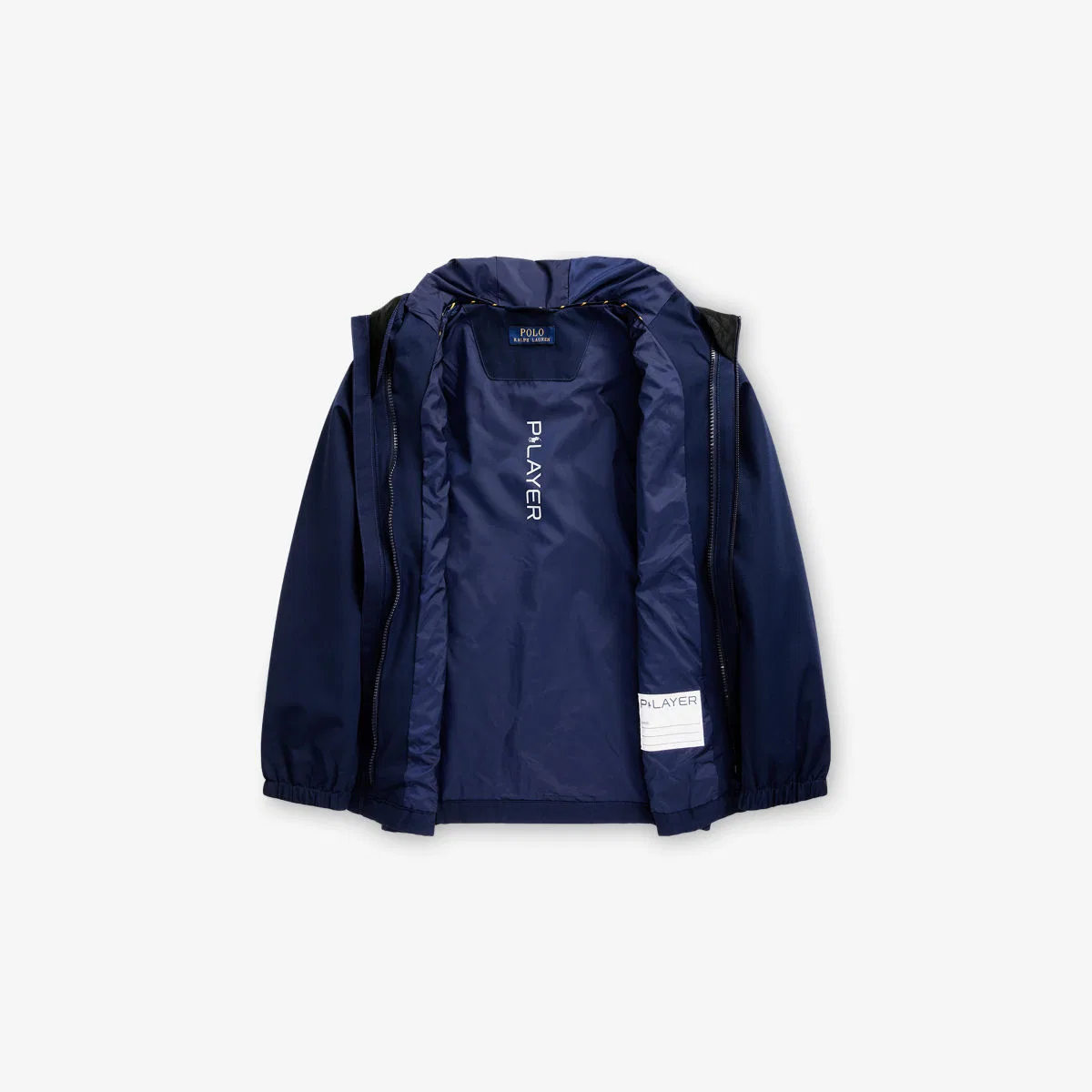 Детская тканая куртка с капюшоном и вышитым логотипом бренда Polo Ralph Lauren, темно-синий — фото 4