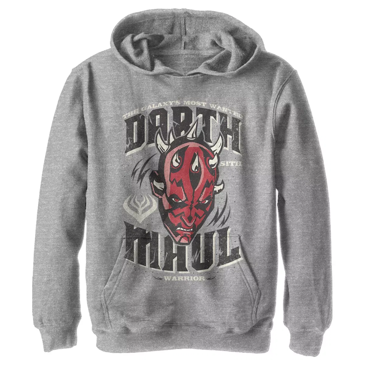 Детский худи с принтом Darth Maul The Galaxy's Most Wanted Star Wars, Athletic Heather