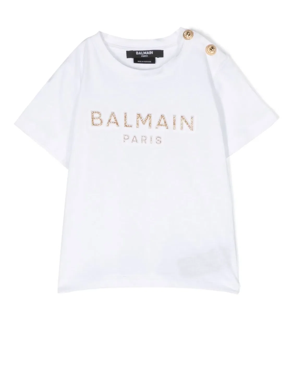 Футболка с блестящим логотипом Balmain, белый