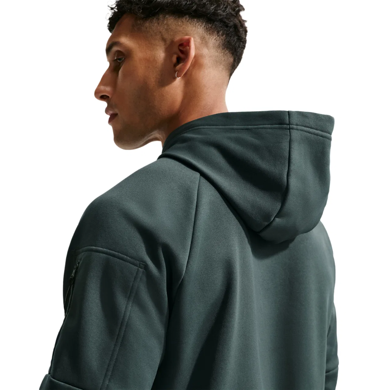 Мужское утепленное худи с капюшоном Therma Fleece Pullover Hoodie Nike, Seaweed/Black — фото 2