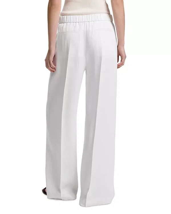 Женские брюки широкие из льна Tiana wide leg pants Boss, белый — фото 3