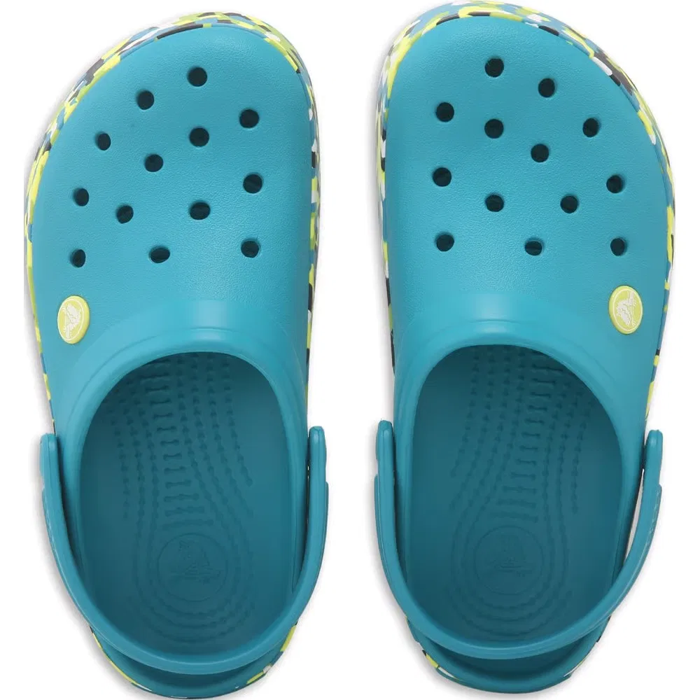 Детские сабо Crocband с мраморным рисунком Crocs, Teal Multi Marble — фото 4