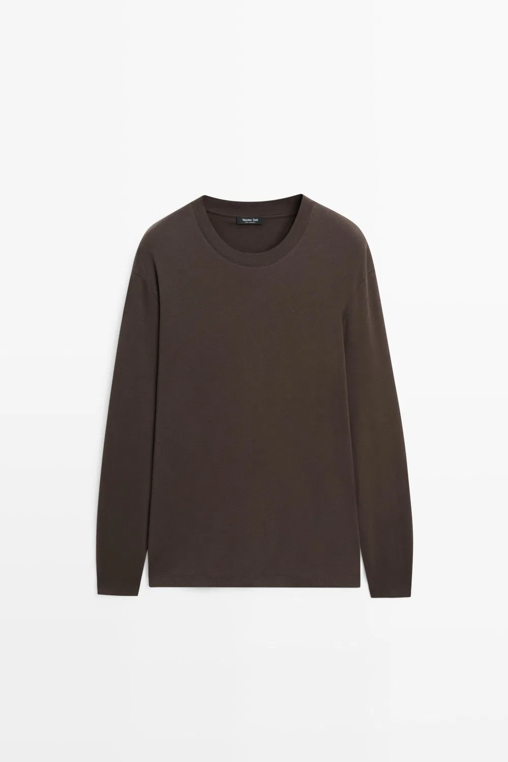 Лонгслив Massimo Dutti 100% Cotton, бледная охра — фото 2