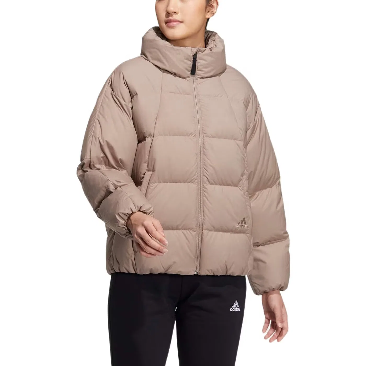 Пуховик с длинным рукавом 3-Stripes Adidas, коричневый — фото 2