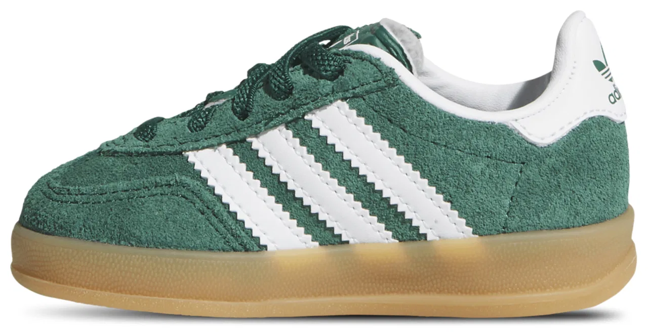 Кроссовки для мальчиков Gazelle Indoor Elastic Lace Adidas, цвет Collegiate Green/Gum/Ftwr White — фото 2