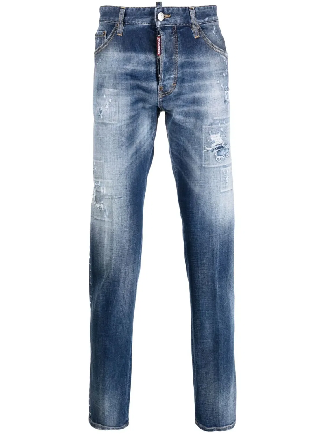 Джинсы с эффектом потертости с узким кроем DSQUARED2, синий