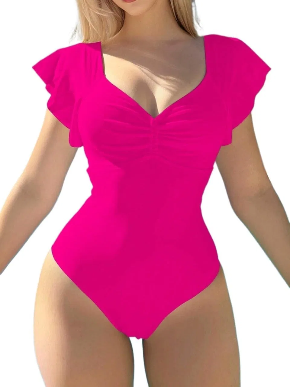 Женский слитный купальник с драпировкой Hot Pink, Hot Pink