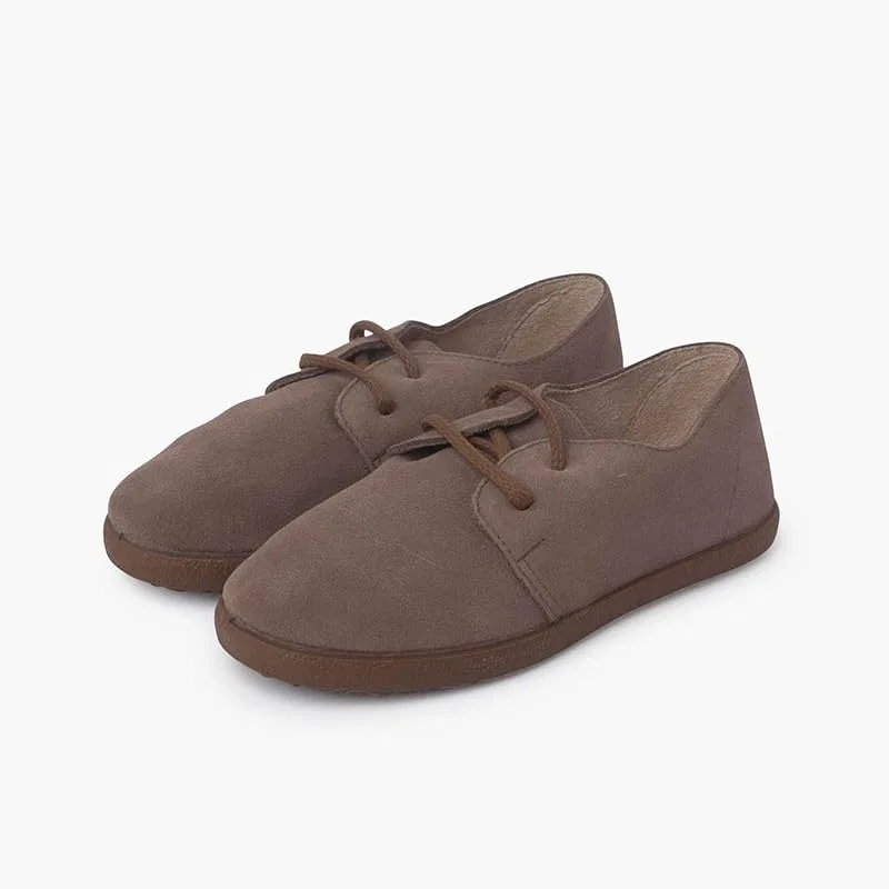 Детские туфли-блогеры с кожаным верхом Pisamonas Pisamonas Scarpe Blucher Stringate Con Suola In Caramello, Taupe — фото 4