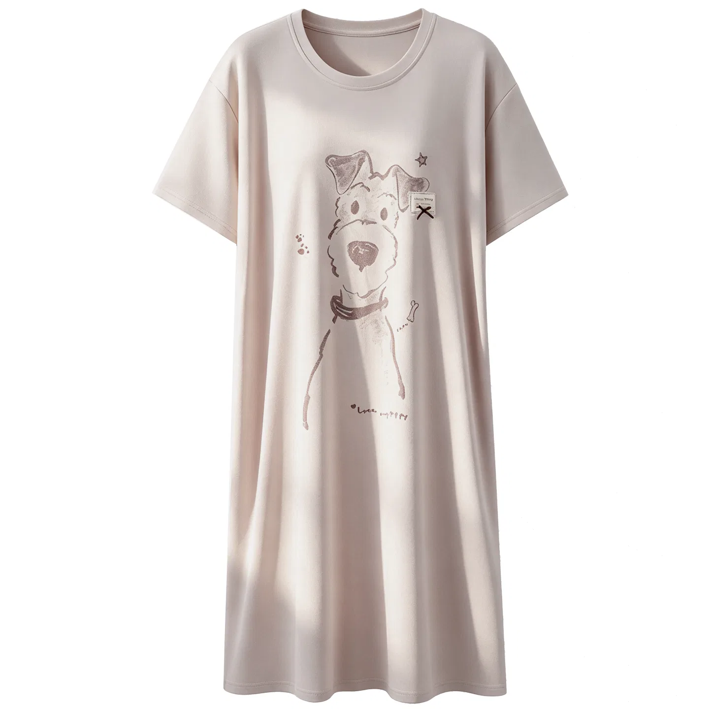 Детская пижамная рубашка с принтом, с коротким рукавом, Red bean, Цвет 01N32003女