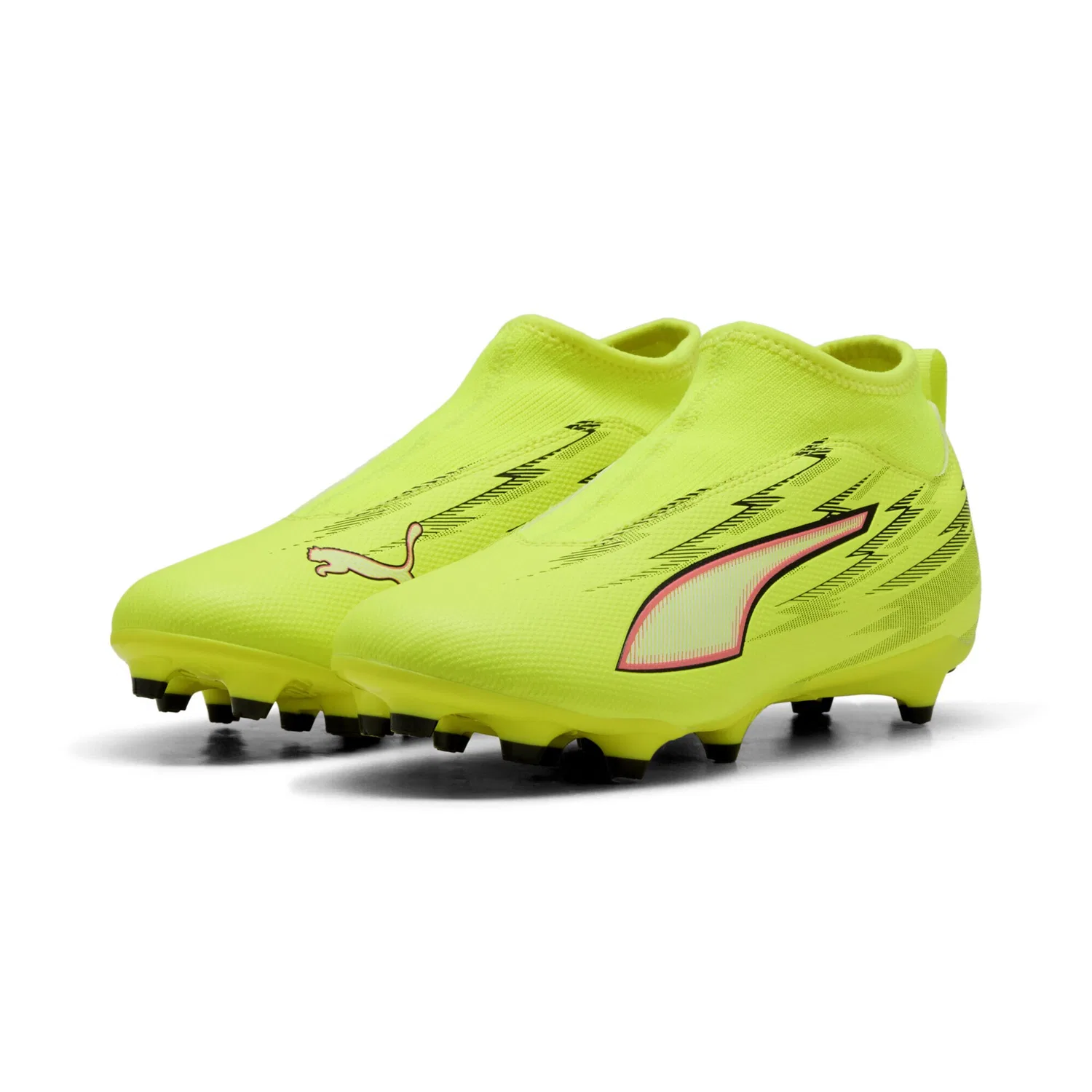 Детские футбольные бутсы без шнуровки ULTRA 6 Match+ PUMA, Yellow Alert Black Glowing Red Lime Squeeze