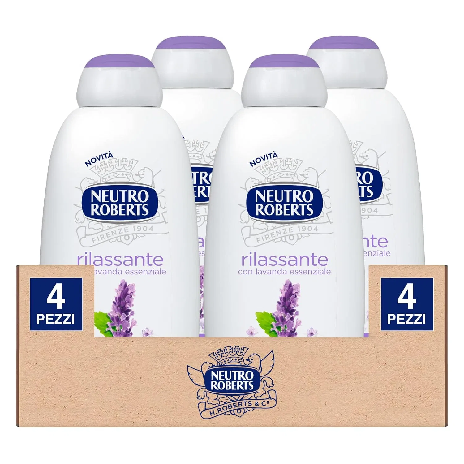 Гель для душа Relaxing Shower Bath with Lavender, Neutro Roberts, 4 шт. по 600 мл