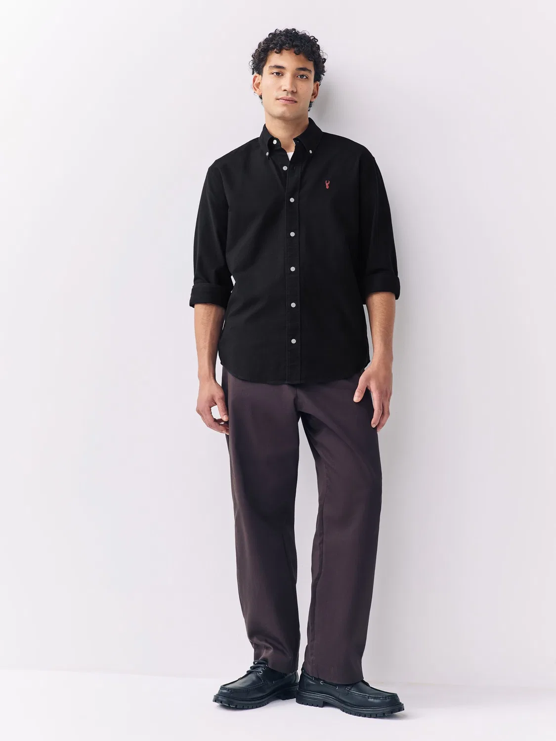 Рубашка Оксфорд, слим фит, Long Sleeve Next, черный — фото 4