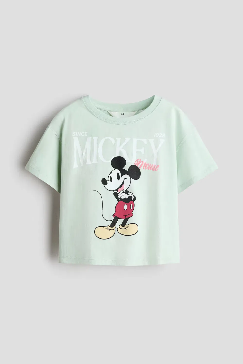 Хлопковая футболка с принтом H&M, Mintgrün/Micky Maus
